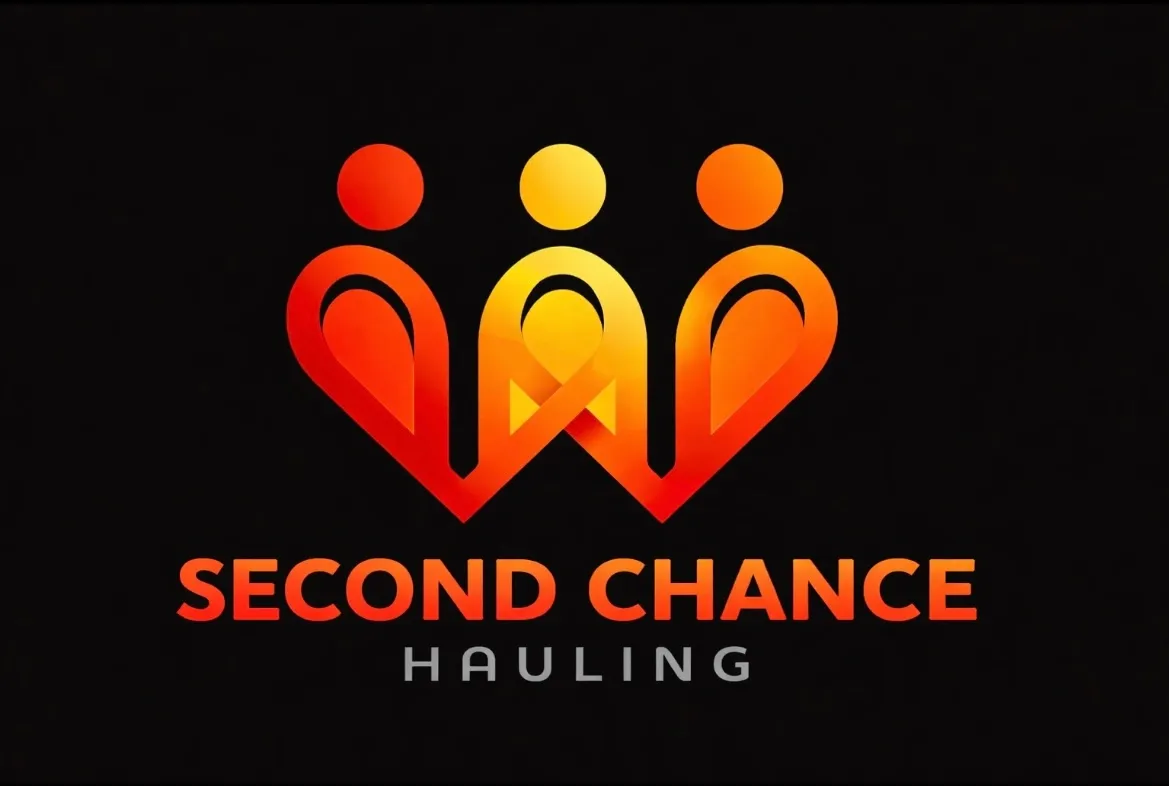 Second Chance Hauling: three connected figures in red, orange and yellow